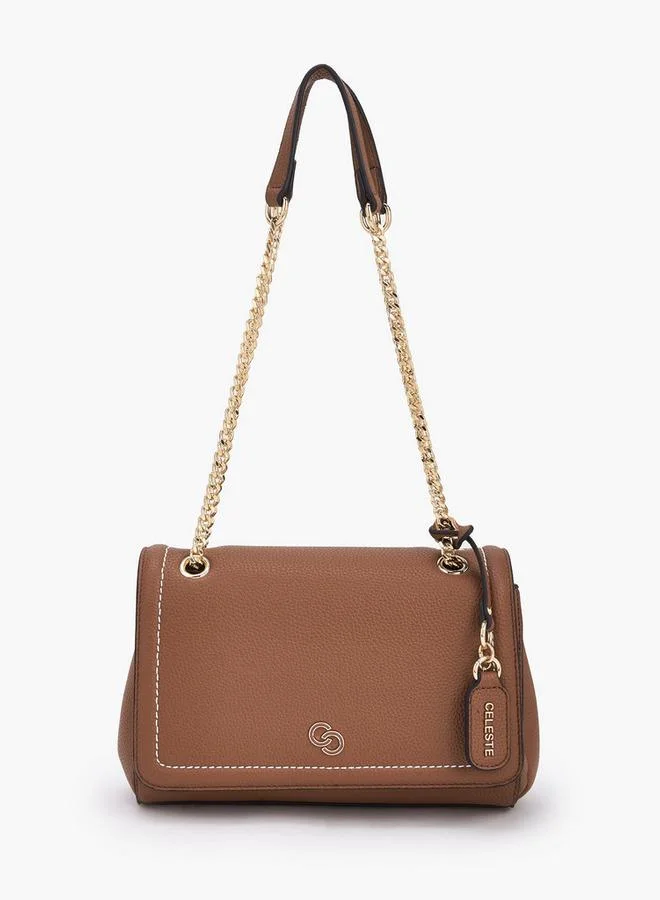 Celeste Contrast Stitch Design Crossbody Bag With Chain Strap